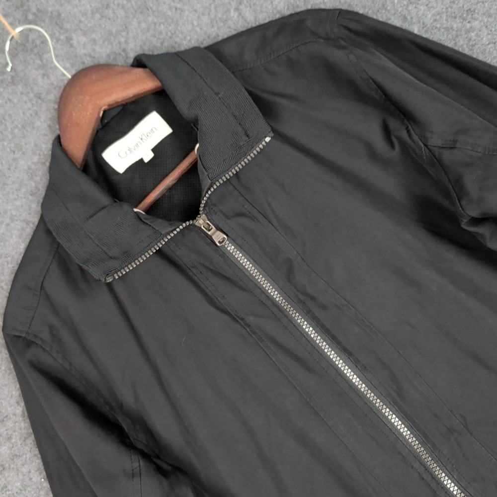 Calvin Klein Mens Black Full Zip Harrington Jacket Small Mock Neck